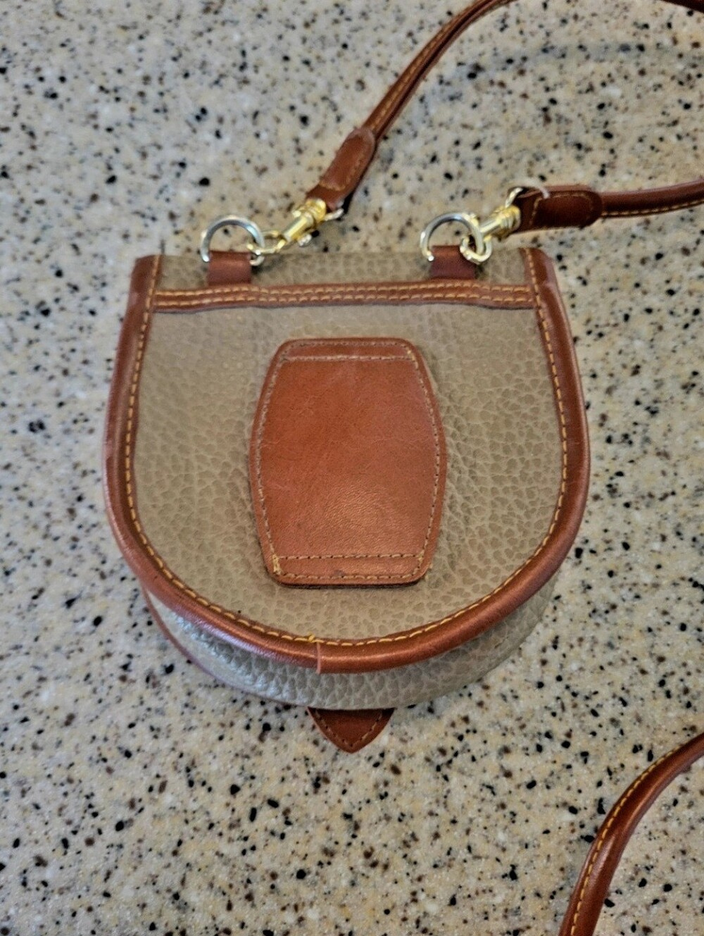 Dooney & Bourke Small Beige and Tan AWL Genuine Leather Crossbody And Belt Bag - Picture 2 of 8